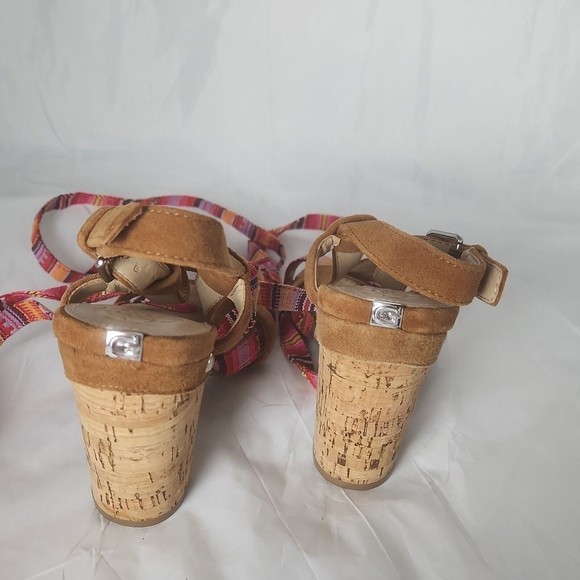 Guess Tribal Block Heels Gladiator Multicolor suede cork heels fabric 5.5 - Picture 3 of 9